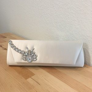 Badgley Mischka satin Jeweled Clutch